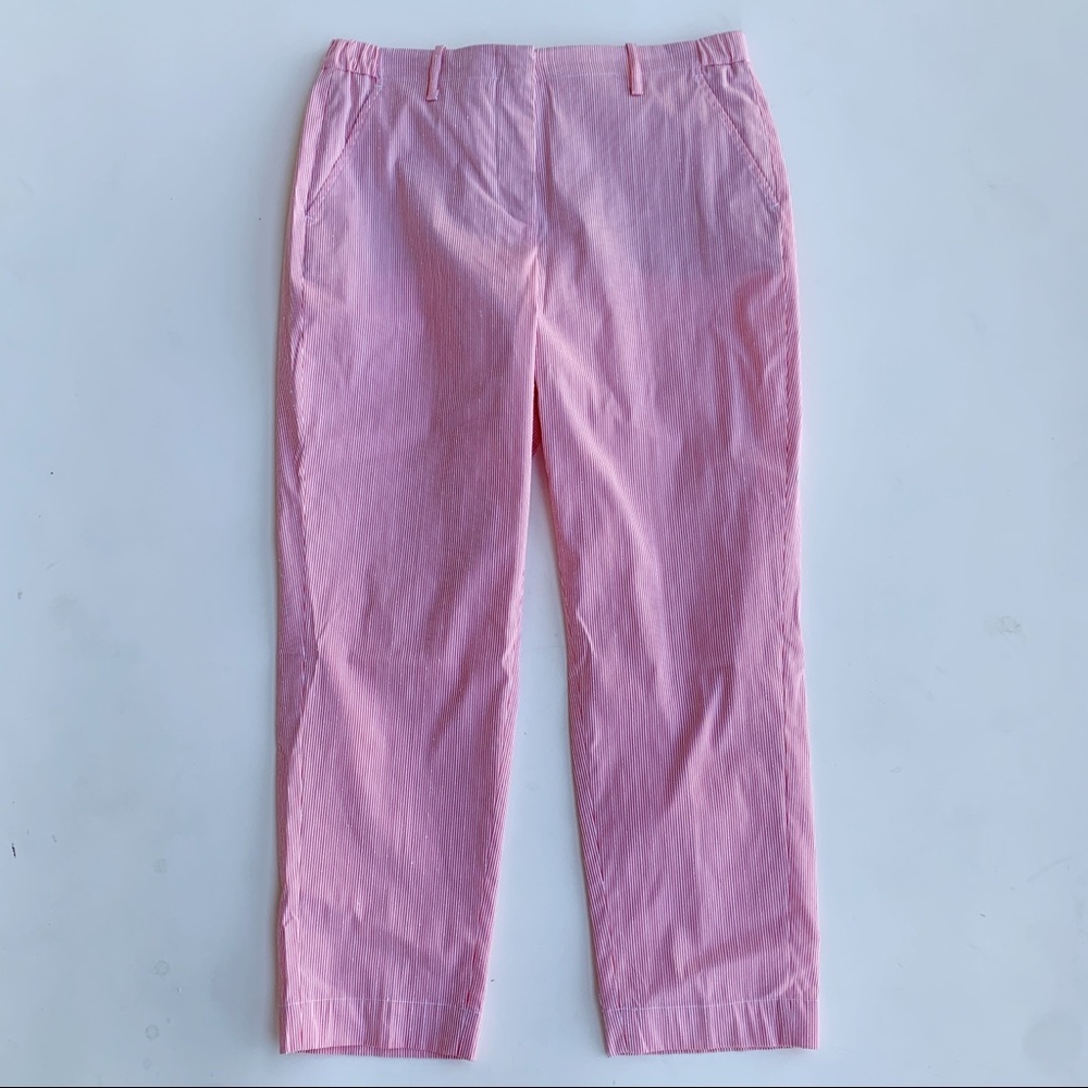 Incotex Red Seer Sucker Cropped Pants Size IT 42